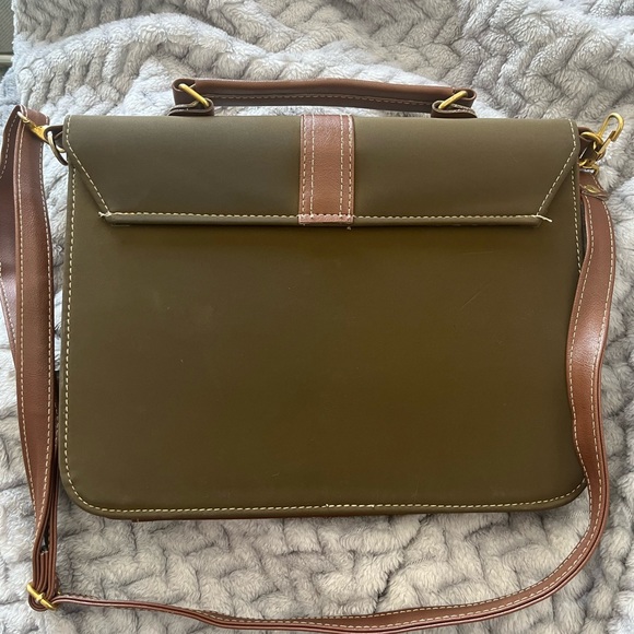 Vintage small satchel bag in olive and brown - Picture 6 of 6